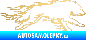 Samolepka Animal flames 032 pravá vlk zlatá metalíza