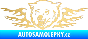 Samolepka Animal flames 034 levá  vlk zlatá metalíza