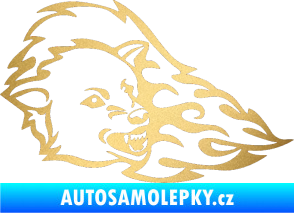 Samolepka Animal flames 036 pravá vlk zlatá metalíza