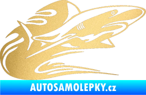 Samolepka Animal flames 037 pravá žralok zlatá metalíza