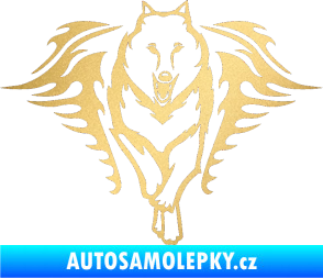 Samolepka Animal flames 039 pravá  vlk zlatá metalíza
