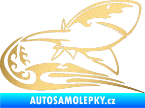 Samolepka Animal flames 041 pravá žralok zlatá metalíza