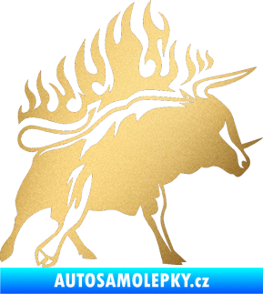 Samolepka Animal flames 055 pravá býk zlatá metalíza