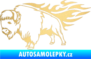 Samolepka Animal flames 077 levá býk zlatá metalíza