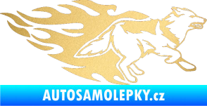 Samolepka Animal flames 090 pravá  vlk zlatá metalíza