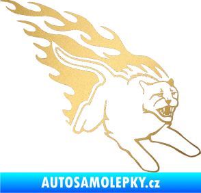 Samolepka Animal flames 096 pravá puma zlatá metalíza