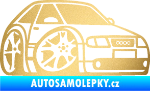 Samolepka Audi A3 karikatura pravá zlatá metalíza