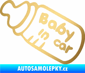 Samolepka Baby in car 001 lahvička na mlíčko zlatá metalíza