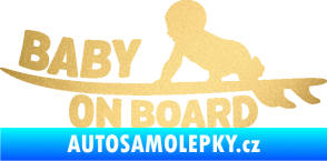 Samolepka Baby on board 010 levá surfing zlatá metalíza