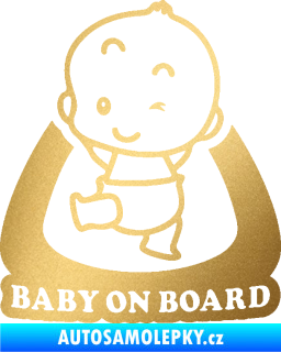 Samolepka Baby on board 011 levá s nápisem zlatá metalíza