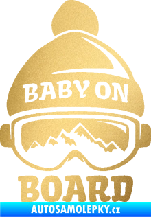 Samolepka Baby on board 012 pravá na horách zlatá metalíza