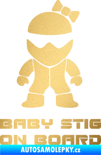 Samolepka Baby stig on board girl zlatá metalíza