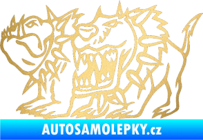 Samolepka Bad dogs levá zuřiví psi zlatá metalíza