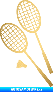 Samolepka Badminton rakety levá zlatá metalíza