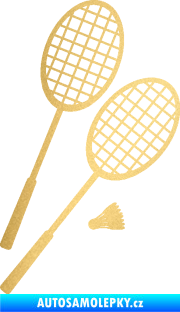 Samolepka Badminton rakety pravá zlatá metalíza