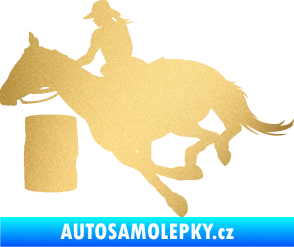 Samolepka Barrel racing 001 levá cowgirl rodeo zlatá metalíza