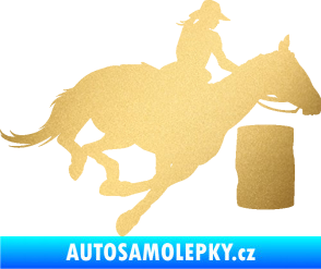 Samolepka Barrel racing 001 pravá cowgirl rodeo zlatá metalíza