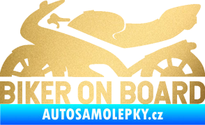 Samolepka Biker on board levá motorka zlatá metalíza