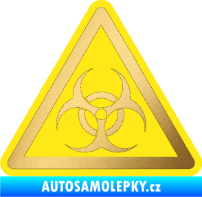 Samolepka Biohazard barevný trojúhelník zlatá metalíza