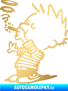 Samolepka Boy kouří levá zlatá metalíza