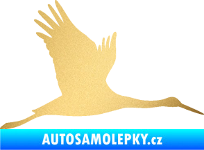 Samolepka Čáp 002 pravá zlatá metalíza