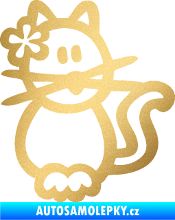 Samolepka Cartoon family kočička Hawaii zlatá metalíza