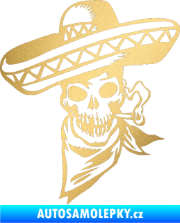 Samolepka Cowboy sombrero levá kostra zlatá metalíza