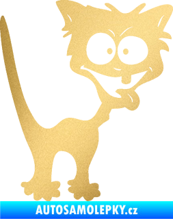 Samolepka Crazy cat pravá bláznivá kočka zlatá metalíza