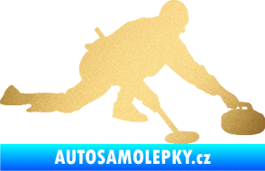 Samolepka Curling 003 pravá zlatá metalíza