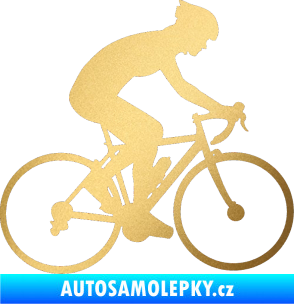 Samolepka Cyklista 005 pravá zlatá metalíza