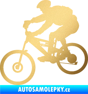 Samolepka Cyklista 009 levá horské kolo zlatá metalíza