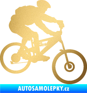 Samolepka Cyklista 009 pravá horské kolo zlatá metalíza