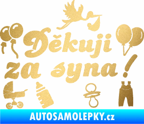 Samolepka Děkuji za syna nápis dítě v autě zlatá metalíza