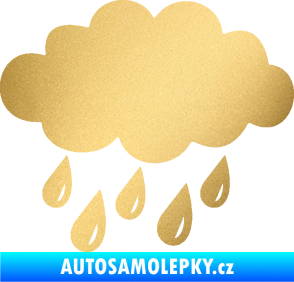 Samolepka Déšť 001 levá mrak a kapky zlatá metalíza