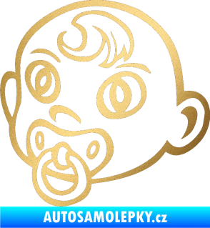 Samolepka Dítě v autě 005 levá miminko s dudlíkem hlavička zlatá metalíza