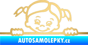 Samolepka Dítě v autě 030 levá malá slečna hlavička zlatá metalíza