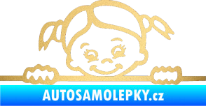 Samolepka Dítě v autě 030 pravá malá slečna hlavička zlatá metalíza
