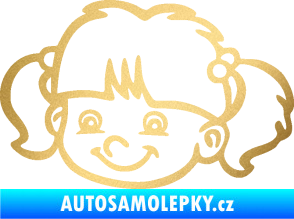 Samolepka Dítě v autě 035 levá holka hlavička zlatá metalíza