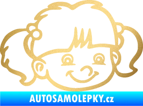Samolepka Dítě v autě 035 pravá holka hlavička zlatá metalíza