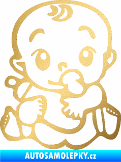 Samolepka Dítě v autě 069 levá mimčo s lahvičkou zlatá metalíza