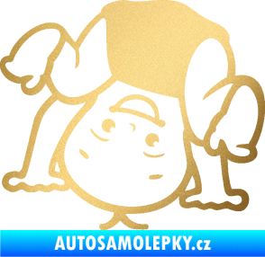 Samolepka Dítě v autě 101 levá vzhůru nohama zlatá metalíza