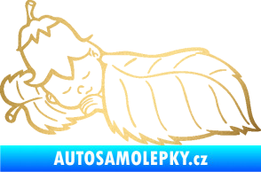 Samolepka Dítě v autě 107 levá spinká na lístečku zlatá metalíza