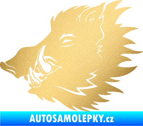Samolepka Divoké prase 001 levá kanec hlava zlatá metalíza