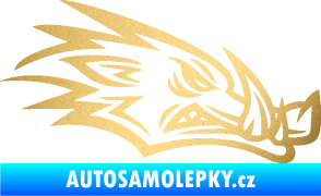 Samolepka Divoké prase 002 pravá kanec hlava zlatá metalíza