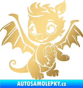 Samolepka Dragon 054 levá roztomilý dráček zlatá metalíza