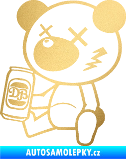 Samolepka Drunk bear 001 levá medvěd s plechovkou zlatá metalíza