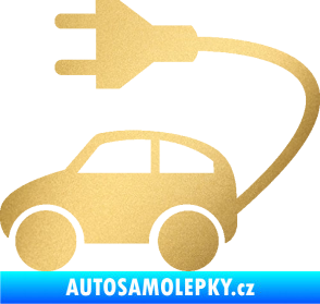 Samolepka Elektro auto 002 levá symbol zásuvka zlatá metalíza