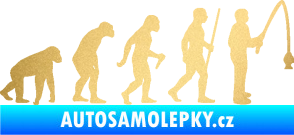Samolepka Evoluce 005 rybář pravá zlatá metalíza