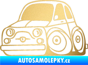 Samolepka Fiat 500 karikatura levá zlatá metalíza