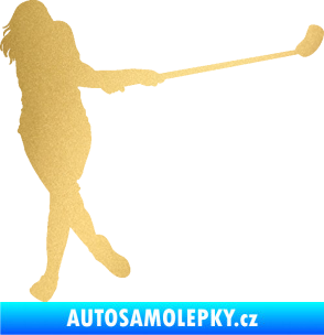 Samolepka Florbal 006 pravá  zlatá metalíza